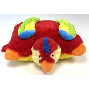 2010 PILLOW PETS Pet Pee-Wees 12.5"x11"x4.5" Red Plush Stuffed PARROT Bird EUC